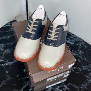 Boys Dress Shoes Sizes 3, 4 FLORSHEIM Kennet Jr Navy / Gray Lace NEW IN BOX